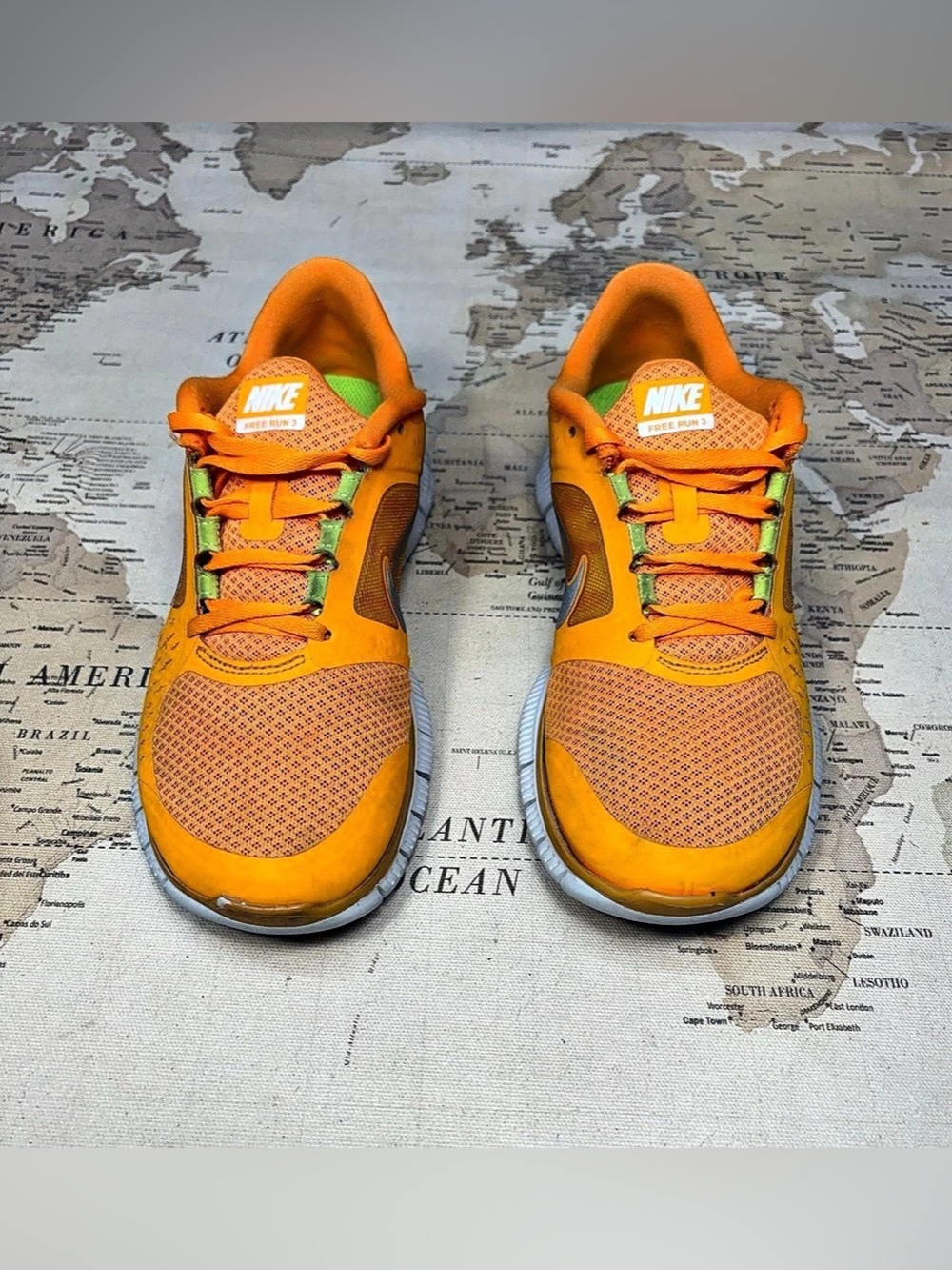 Women’s Sz 8.5 Running Shoe Nike Free Run+ 3 Orange 510643-800 Barefoot Feel23